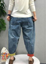 Load image into Gallery viewer, Casual Blue elastic waist Pockets denim Pants Spring