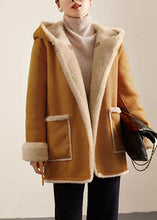 Load image into Gallery viewer, Casual Camel Patchwork Sashes Warm Fleece Wooled Blended Hooded Coat Winter