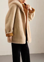 Load image into Gallery viewer, Casual Camel Patchwork Sashes Warm Fleece Wooled Blended Hooded Coat Winter