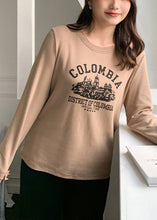 Load image into Gallery viewer, Casual Coffee Oversized Letter Print Cotton Blouse Top Fall