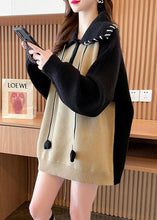 Load image into Gallery viewer, Casual Khaki Peter Pan Collar Patchwork Warm Knit Pullover Winter