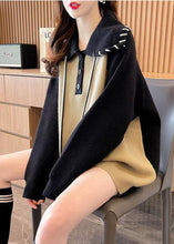 Load image into Gallery viewer, Casual Khaki Peter Pan Collar Patchwork Warm Knit Pullover Winter