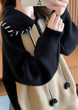 Load image into Gallery viewer, Casual Khaki Peter Pan Collar Patchwork Warm Knit Pullover Winter