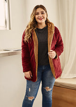 Load image into Gallery viewer, Casual Mulberry Patchwork Faux Fur Hooded Coat Fall