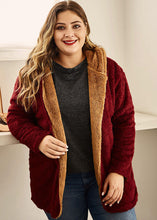 Load image into Gallery viewer, Casual Mulberry Patchwork Faux Fur Hooded Coat Fall