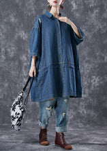 Load image into Gallery viewer, Casual Navy Oversized Patchwork Denim Ripped Trench Coats Bracelet Sleeve