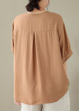 Load image into Gallery viewer, Casual Orange Peter Pan Collar Patchwork Cotton Shirt Tops Summer