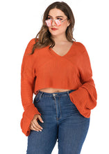 Load image into Gallery viewer, Casual Orange V Neck Solid Cozy Knit Sweater Fall