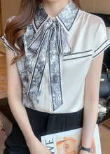 Load image into Gallery viewer, Casual Peter Pan Collar Print Bow Silk Shirts Summer