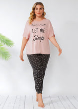 Load image into Gallery viewer, Casual Pink Print T Shirt Tops And Slim Pants Patchwork Cotton Two Piece Set Summer