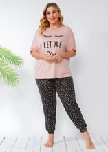 Load image into Gallery viewer, Casual Pink Print T Shirt Tops And Slim Pants Patchwork Cotton Two Piece Set Summer