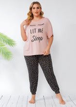 Load image into Gallery viewer, Casual Pink Print T Shirt Tops And Slim Pants Patchwork Cotton Two Piece Set Summer