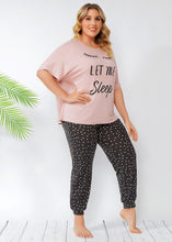 Load image into Gallery viewer, Casual Pink Print T Shirt Tops And Slim Pants Patchwork Cotton Two Piece Set Summer