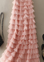 Load image into Gallery viewer, Casual Pink Ruffled Patchwork Tulle Skirt Spring