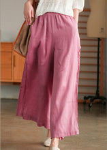 Load image into Gallery viewer, Casual Pink elastic waist Pockets Linen wide leg Pants Spring