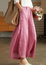 Load image into Gallery viewer, Casual Pink elastic waist Pockets Linen wide leg Pants Spring