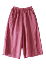 Load image into Gallery viewer, Casual Pink elastic waist Pockets Linen wide leg Pants Spring