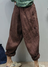 Load image into Gallery viewer, Casual Pink elastic waist drawstring Pockets Linen harem pants Spring