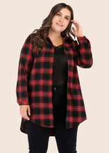 Load image into Gallery viewer, Casual Red Plaid Patchwork Button Low High Design Coat Fall