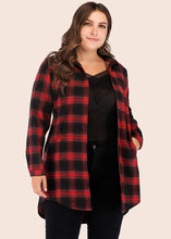 Load image into Gallery viewer, Casual Red Plaid Patchwork Button Low High Design Coat Fall