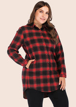 Load image into Gallery viewer, Casual Red Plaid Patchwork Button Low High Design Coat Fall