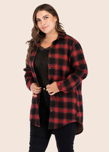 Load image into Gallery viewer, Casual Red Plaid Patchwork Button Low High Design Coat Fall