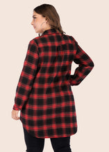 Load image into Gallery viewer, Casual Red Plaid Patchwork Button Low High Design Coat Fall