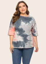 Load image into Gallery viewer, Casual Tie Dye O Neck Patchwork Cotton T Shirt Tops Summer