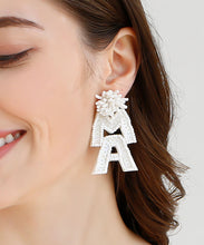 Load image into Gallery viewer, Casual White Knit Fabric Graphic Rice Ball Drop Earrings