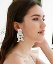 Load image into Gallery viewer, Casual White Knit Fabric Graphic Rice Ball Drop Earrings