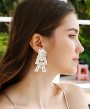 Load image into Gallery viewer, Casual White Knit Fabric Graphic Rice Ball Drop Earrings