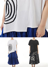 Load image into Gallery viewer, Casual White O Neck Patchwork Cotton T Shirt Tops Summer