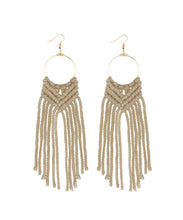 Load image into Gallery viewer, Casual White Overgild Hand Knitting Cotton Thread Tassel Drop Earrings