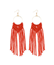 Load image into Gallery viewer, Casual White Overgild Hand Knitting Cotton Thread Tassel Drop Earrings