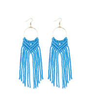 Load image into Gallery viewer, Casual White Overgild Hand Knitting Cotton Thread Tassel Drop Earrings