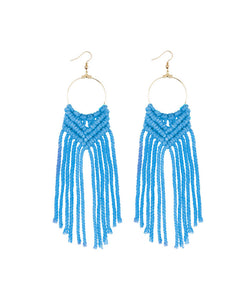 Casual White Overgild Hand Knitting Cotton Thread Tassel Drop Earrings