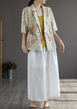 Load image into Gallery viewer, Casual Yellow PeterPan Collar Button Print Fall Shirt Tops Half Sleeve