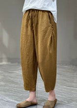 Load image into Gallery viewer, Casual Yellow Pockets Cinched Patchwork Linen Harem Pants Summer