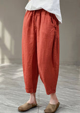 Load image into Gallery viewer, Casual Yellow Pockets Cinched Patchwork Linen Harem Pants Summer