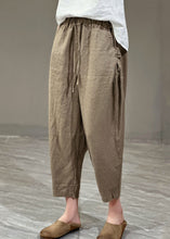 Load image into Gallery viewer, Casual Yellow Pockets Cinched Patchwork Linen Harem Pants Summer