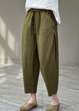 Load image into Gallery viewer, Casual Yellow Pockets Cinched Patchwork Linen Harem Pants Summer