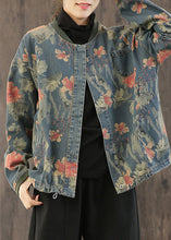 Load image into Gallery viewer, Casual retro Print Button Fall Denim Coat