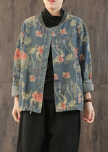 Load image into Gallery viewer, Casual retro Print Button Fall Denim Coat