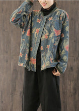 Load image into Gallery viewer, Casual retro Print Button Fall Denim Coat