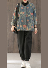 Load image into Gallery viewer, Casual retro Print Button Fall Denim Coat