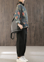 Load image into Gallery viewer, Casual retro Print Button Fall Denim Coat