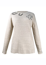 Load image into Gallery viewer, Chic Apricot Floral Knit Sweaters Long Sleeve