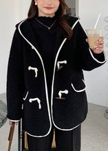 Load image into Gallery viewer, Chic Black Hooded Button Patchwork Teddy Faux Fur Coats Fall