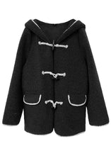 Load image into Gallery viewer, Chic Black Hooded Button Patchwork Teddy Faux Fur Coats Fall