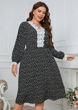 Load image into Gallery viewer, Chic Black Lace Print Patchwork Loose Cotton Dress Fall